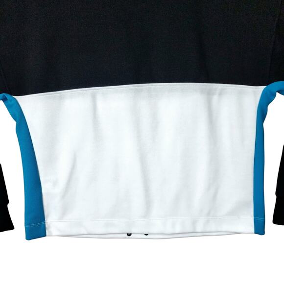 DKNY Sport 1/4 Zip Pullover Sweatshirt Women L Colorblock‎ Black White Blue LOGO - Picture 12 of 12